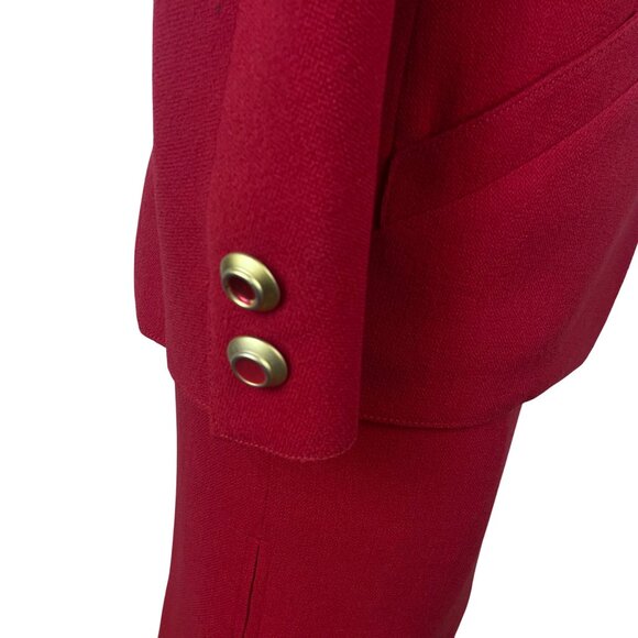 Valentino Vintage 2000's Womens Red Wool Skirt & Blazer Set Siz 8 - Picture 7 of 16